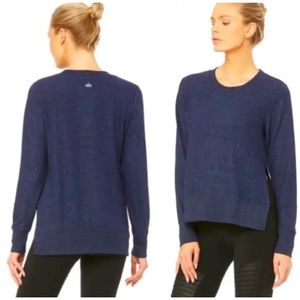 Alo Glimpse Pullover Sweatshirt in Navy Heather